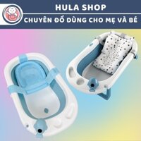 Chậu tắm gấp gọn cao cấp kèm lưới/phao nằm tắm màu xanh biển 9BABY