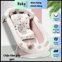 Chậu tắm gấp gọn cho bé kèm phao tắm, Thau tắm cá voi nhỏ đa năng cho trẻ sơ sinh, Bồn tắm tiện lợi có lưới và khay tắm