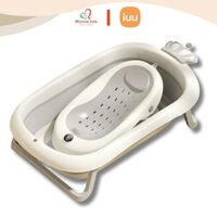 Chậu tắm gập gọn IUU báo nhiệt cho bé 24x50x84cm, thau tắm trẻ em có ghế tắm - Monnie Kids