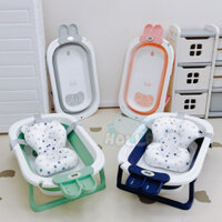 Chậu Tắm Gấp Gọn Kèm Phao Cho Trẻ Sơ sinh Có Tích Hợp Nhiệt Kế HOLLA - Chậu Tắm Nhựa  An Toàn Cho Bé