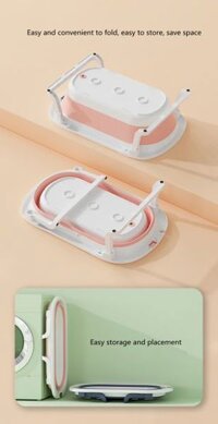 Chậu tắm gấp gọn kèm phao BW-KQ186  Baby bath tub Trắng-Hồng 250001186 - Everest Kid