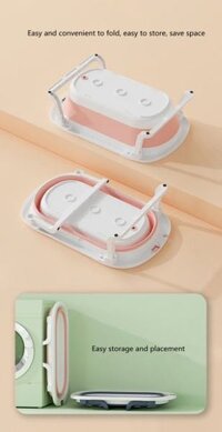 Chậu tắm gấp gọn kèm phao BW-KQ186  Baby bath tub Trắng-Hồng 250001186 - Everest Kid