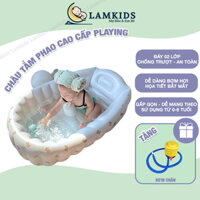Chậu Tắm Hơi Gấp Gọn Có Rãnh Chống Trượt Playing Cho Bé, Phao Tắm Hơi Tiện Lợi Phong Cách Hàn Quốc Dễ Thương Lamkids