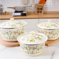 Chậu Tráng Men Dày Có Chậu Canh Có Nắp Đậy Bát Canh Gia Dụng Bếp Từ Tráng Men Mì Ăn Liền Hoài Cổ Chậu Mỡ Lợn Kiểu Cũ