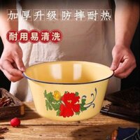 Chậu Tráng Men Kiểu Cũ Hoài Cổ Có Nắp Dày Làm Bánh Bao Gia Dụng Chậu Đựng Mỡ Thịt Hũ Đựng Mỡ Heo Dung Tích Lớn