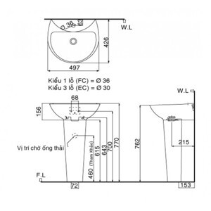 Chậu treo tường inax L-285V & L-288VD
