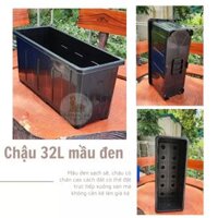 Chậu trồng cây 32L màu Đen, chậu nhựa chữ nhật cho ban công sân thượng nhỏ, chậu trồng rau Bền - Đẹp