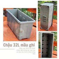 Chậu trồng cây 32L màu Ghi, chậu nhựa chữ nhật cho ban công sân thượng nhỏ, chậu trồng rau Bền - Đẹp