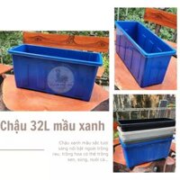 Chậu trồng cây 32L màu Xanh, chậu nhựa chữ nhật cho ban công sân thượng nhỏ, chậu trồng rau Bền - Đẹp