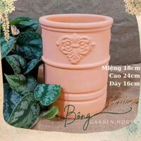 Chậu trồng cây, Chậu đất nung dáng trụ Bông Garden trồng cây cảnh để bàn
