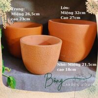 Chậu trồng cây, Chậu đất nung ht bông mai bầu trứng size lớn Bông Garden trồng cây cảnh các loại