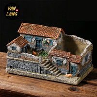 Chậu Trồng Cây Để Bàn - Cố Viện - Mô Hình Nhà Cổ Xưa - Tiểu Cảnh Hòn Non Bộ Mini - Quà Tặng Phong Thủy