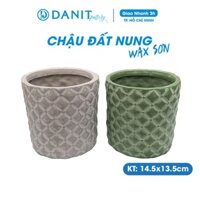 Chậu trồng cây để bàn đất nung wax sơn vintage DANIT POTTERY | Chậu cây mini 14cm