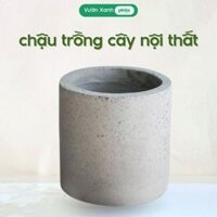 Chậu Trồng Cây Nội Thất Đá Mài Xi Măng Trụ Tròn Kích Thước 30Cm Màu Trắng, Đen