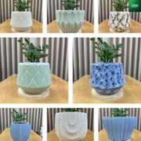 Chậu trồng cây to gốm sứ Bát Tràng, chậu men rạn, men sủi, chậu trồng cây văn phòng, cây để bàn  | Living Decor