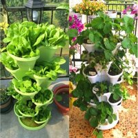 Chậu trồng rau ban công chậu dâu tây chậu hoa đặc biệt ba chiều nhiều lớp kết hợp kệ trồng dâu tây hộp trồng rau gia