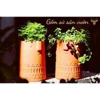 Chậu Trụ Mặt Cười Nhỏ – Chậu Gốm Đất Nung Trồng Cây, Decor Sân Vườn – Decor văn phòng