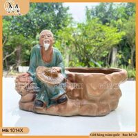 Chậu tượng ông lão đốn củi, chậu tượng tiều phu, chậu tượng bonsai trang trí tiểu cảnh sân vườn