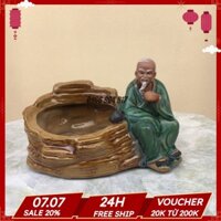 Chậu Tượng Thần Trà Men Màu Xanh Ngọc Gốm Bát Tràng 1 Size CT-45