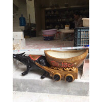 chậu tượng trâu kéo thỏi vàng.chậu trồng cây sứ bát tràng