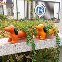 Chậu vườn AF Dachshund, Chậu nhựa cho chó, Chậu trồng cây không khí Mini cho chó con, Chậu hoa cây nhỏ, Chậu hoa cảnh dễ thương cho sân vườn tại nhà Trang trí máy tính để bàn văn phòng A