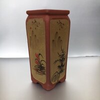 Chậu Vuông đứng bonsai sen đá Vẽ tứ cảnh mini gốm Bát tràng 1 size SP402