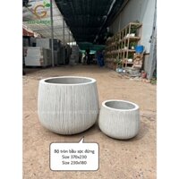 Chậu xi măng đá mài trồng cây dáng bầu sọc đứng