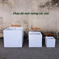 Chậu xi măng đá mài vuông 40x40cm, chậu đá mài vuông 40x40cm trồng cây