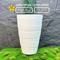 Chậu Xoắn Cao 40 x H60 x 25cm Màu Trắng - Chậu Trồng Cây Cao Cấp - CHẬU NHỰA Á ĐÔNG