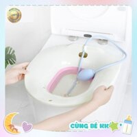 Chậu xông hơi vùng kín phụ nữ sau sinh bô ngồi ngâm xông rửa phụ khoa cho mẹ ghế xông hơ đặt bồn cầu gấp gọn kèm vòi xịt