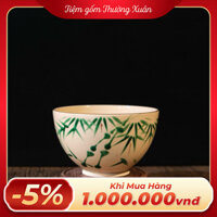 Chawan - Bát đánh matcha vẽ lá trúc ( triện đáy )