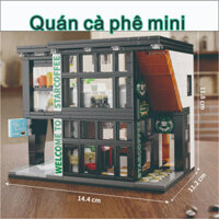 Chế độ xem phố các khối xây dựng cà phê mô hình nhà cảnh trang trí món quà sinh nhật đồ chơi lắp ráp