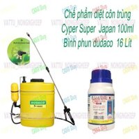 Chế Phẩm Diệt Côn Trùng Cyper Super (100ml) và Bình Phun B1602 (16L)