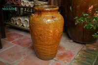 Ché rồng men nâu size lớn, bình cắm hoa gốm Nam Bộ, R22xC55cm- SP000471