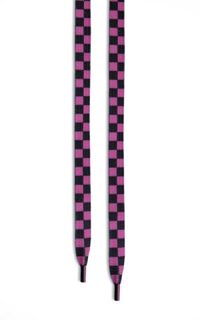 Checkered Flat Shoelaces In Dark Pink/Black