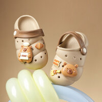 Cheerful Mario dép Hình dạng bánh sừng bò dép cross Đầu bếp bánh ngọt gấu sticker giày sục nâu cho bé