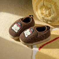 Cheerful Mario dép lông Cho Bé Giày mùa đông cho bé Puppy Chống trượt Dép Velcro trong nhà dép bông cho bé trai