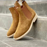 Chelsea Boot da lộn nâu đế kếp màu be