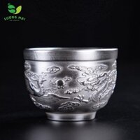Chén Bạc Uống Trà Long Phụng Cao Cấp SƯƠNG MAI, Chế Tác Thủ Công Tinh Xảo, Tượng Trưng Cho Sự Hạnh Phúc Đôi Lứa SM00241