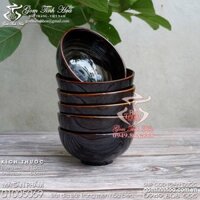 Chén bát ăn cơm gốm sứ men hỏa biến màu đen