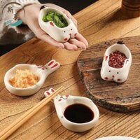 Chén bát gốm sứ cao cấp set 4 bát đựng nước chấm sốt gia vị hình mèo thỏ siêu xinh