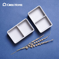 Chén chấm hình chữ nhật 2 ngăn bằng melamine cao cấp màu xanh