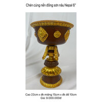 CHÉN CÚNG NẾN ĐỒNG SƠN NÂU NEPAL 6''