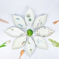 Chén đựng gia vị bằng sứ hình chiếc lá Bát đựng gia vị topping trang trí bàn ăn hình lá