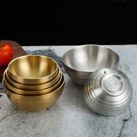 Chén INOX 304 Ăn Cơm Cách Nhiệt 2 Lớp Mạ Vàng