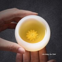 Chén Ngọc Gắn Linh Vật Bằng Bạc 999 Cao Cấp Dùng Thưởng Trà Dung Tích 50 ml