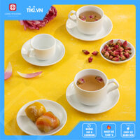 Chén quai vuông trắng đủ cỡ Chén uống trà sứ Long Phương - 150 ml