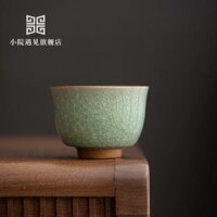 chén sứ hoa văn Gặp Thiền trong sân nhỏ, tách trà sứ đá nứt, bộ trà Kung Fu, cốc chủ lò Ru cao cấp, tách trà đơn chén sứ giá sỉ chén dĩa sành