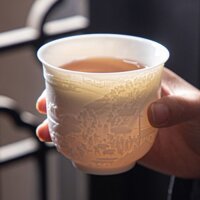 ✢Chén sứ trắng Dehua Gốm sứ Đơn nhỏ Chén sứ Ngọc Cốc lớn Bộ trà cá nhân Trà đạo Tách trà Master Cup