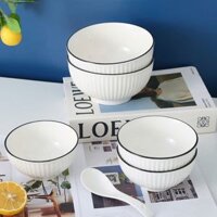 Chén sứ vân dọc trắng viền đen đựng nước chấm 3.75